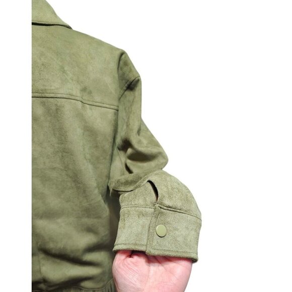 Canyon Retreat olive green faux suede south western fringe tassels jacket size M - Picture 7 of 10